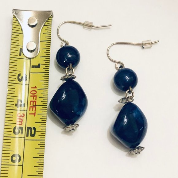 Blue Lucite Silver-tone Drop Earrings - Picture 3 of 4